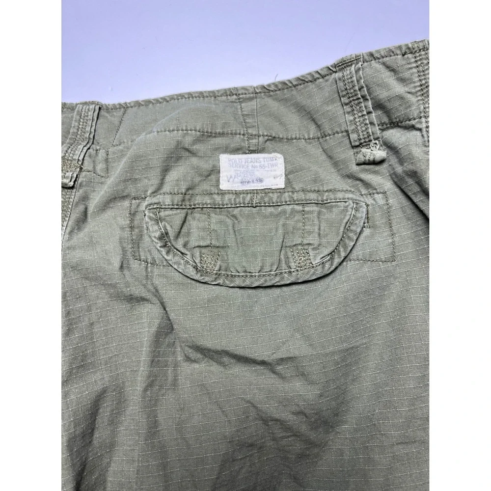 Polo Jeans Co Cargo Shorts Mens 38 Olive Green Ripstop Multi Pocket Utility 0911